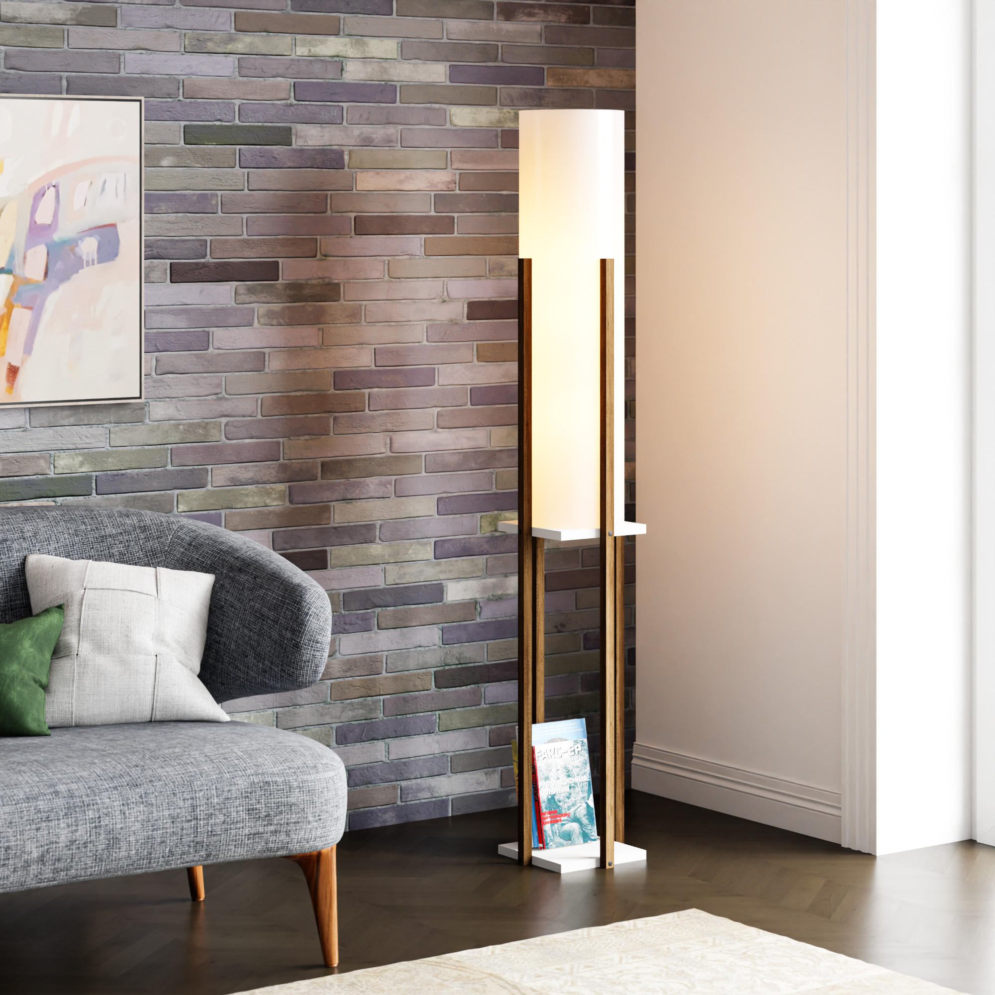 STEHLEUCHTE Gisborne - Walnussfarben, Holzwerkstoff (25/25/146cm) - lux.pro