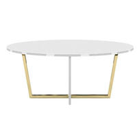 COUCHTISCH Rocket Weiß, Goldene Metallgestell, Hochglanz - Goldfarben/Weiß, Glas/Holzwerkstoff (60/110/45.5cm) - Dancan