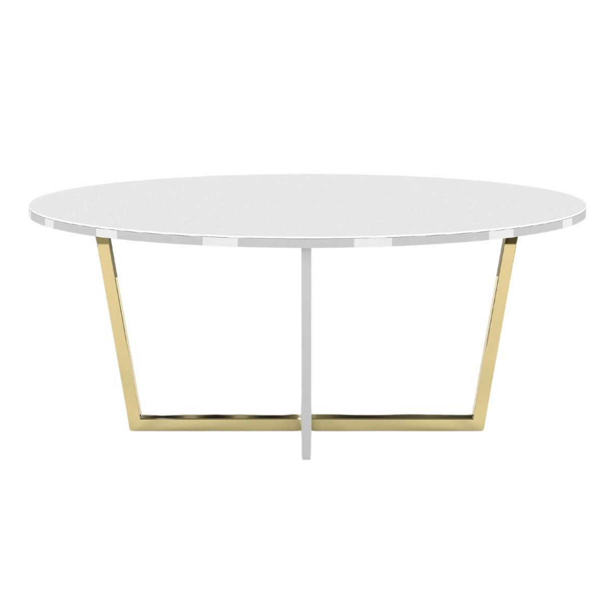 COUCHTISCH Rocket Weiß, Goldene Metallgestell, Hochglanz - Goldfarben/Weiß, Glas/Holzwerkstoff (60/110/45.5cm) - Dancan