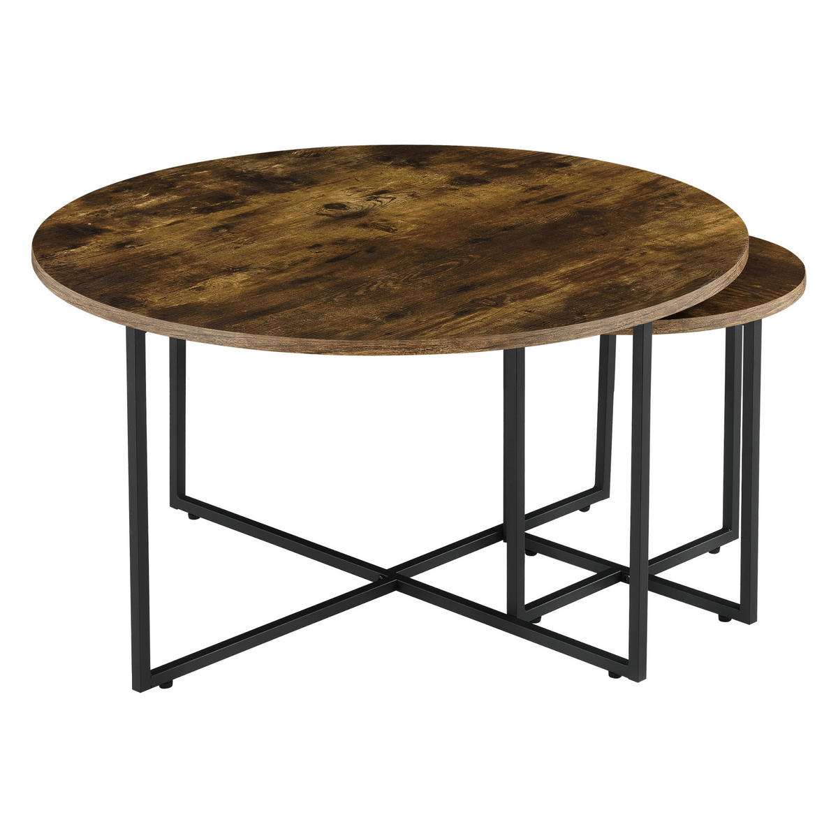 TISCH Härjedalen SET 2-teilig 80/80/45 - Braun, Metall (80/80/45cm) - [en.casa]