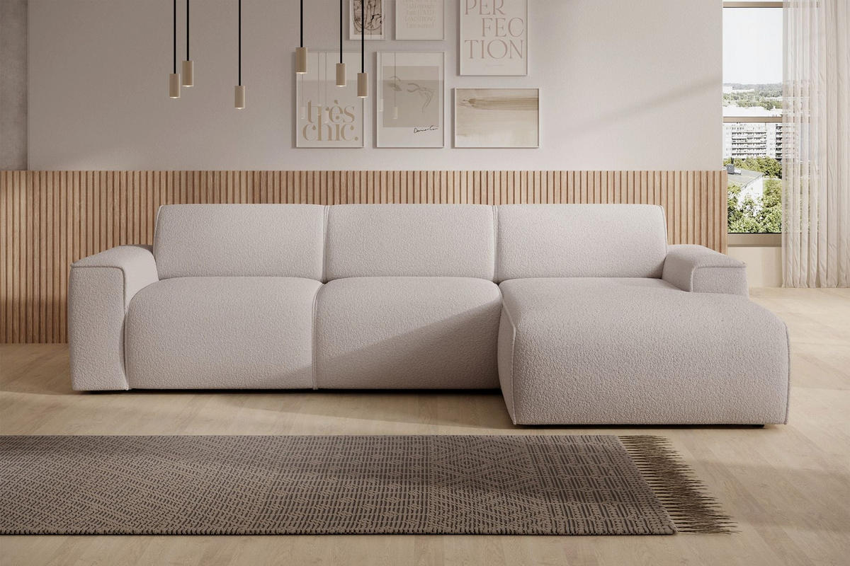 ECKSOFA Bouvi Hellbeige rechts - Ecru/Schwarz, Kunststoff/Textil (165/310cm) - Selsey