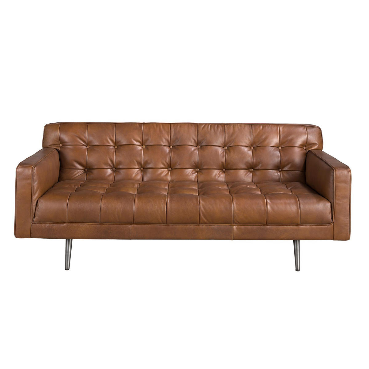 CHESTERFIELD-SOFA Chester 2-Sitzer-Sofa aus dunkelbraunem Leder 180/79/70 cm - Braun, Leder/Metall (180/70/79cm) - ANGEL CERDA