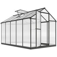 GEWÄCHSHAUS DE-12038 Aluminium-Polycarbonat mit verstellbaren Dachfenstern Transparent - Transparent, Metall (183/195/303cm) - ComfortXL