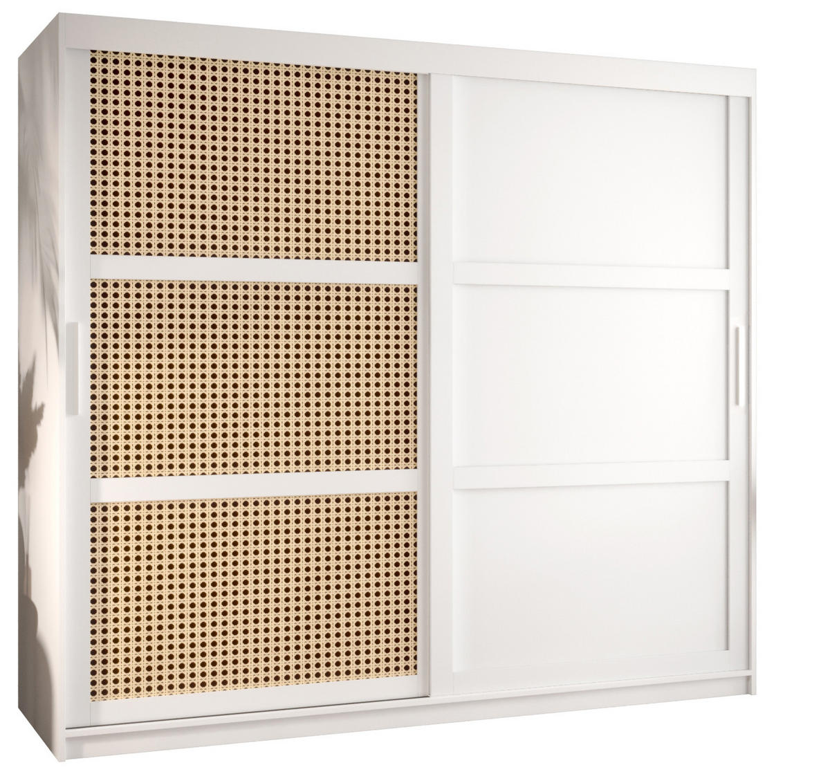 SCHWEBETÜRENSCHRANK 200/200/62 2-türig - Silberfarben/Weiß, Holz/Kunststoff (200/200/62cm) - MÖBEL KRYSPOL