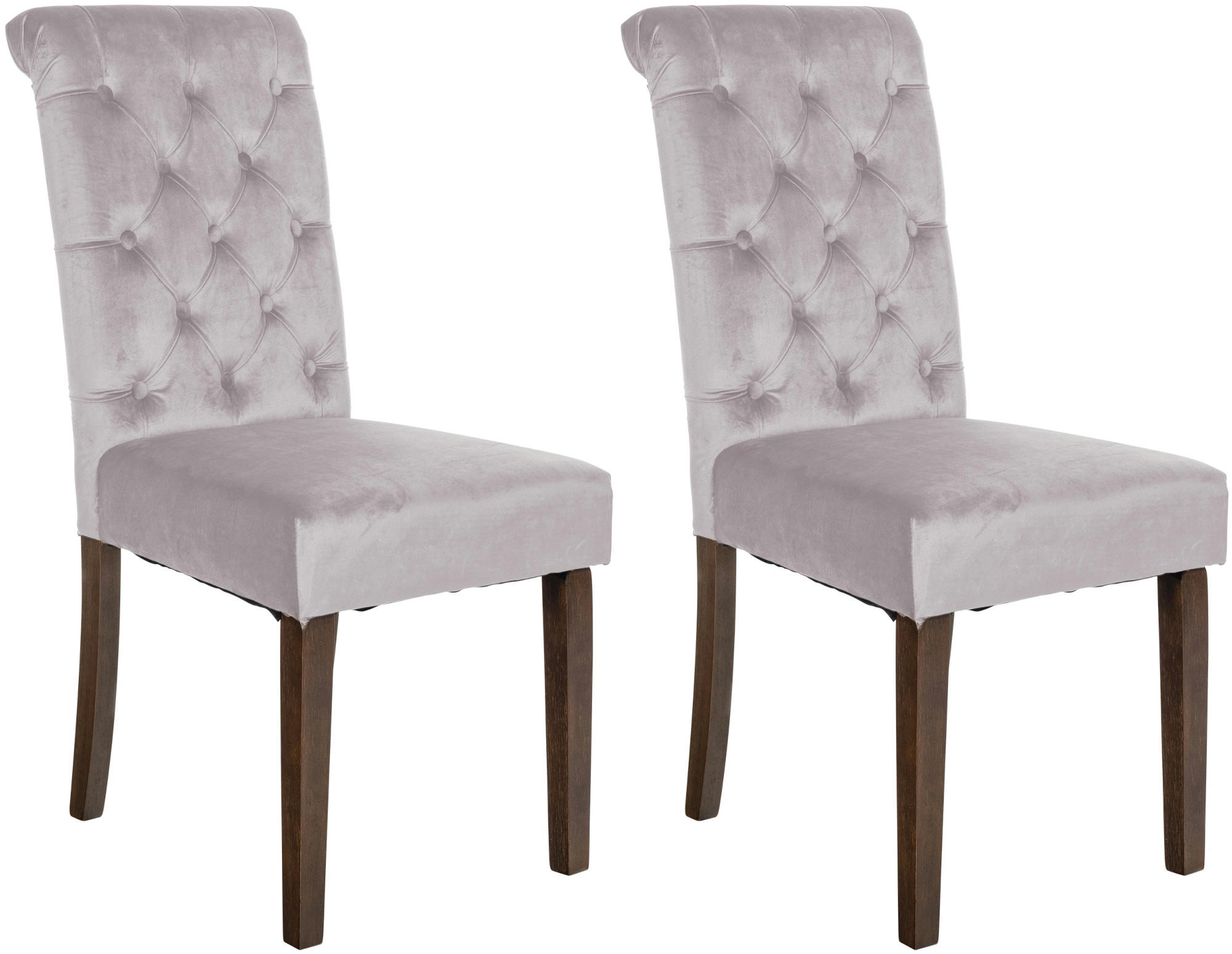 STUHL 2er Set Samt grau - Walnussfarben/Grau, Holz/Textil (45/98/63cm) - CLP