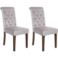 STUHL 2er Set Samt grau - Walnussfarben/Grau, Holz/Textil (45/98/63cm) - CLP
