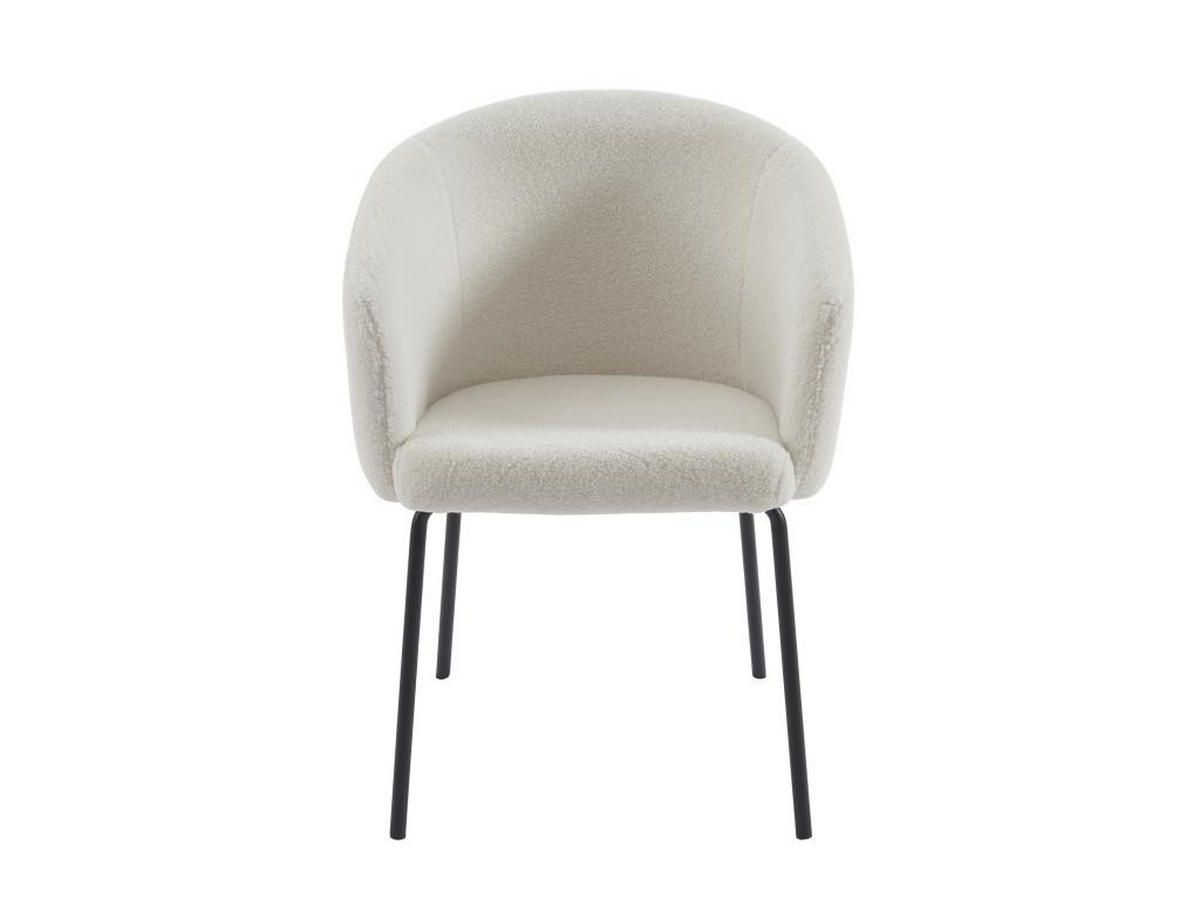 STUHL mit Armlehnen 6er-Set - Bouclé-Stoff & Metall - Cremefarben - MORONI - Creme, Textil (58.5/79/56.5cm) - Pascal Morabito