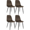 ESSZIMMERSTUHL 4er Set Samt Braun - Schwarz/Braun, Textil/Metall (45/88/54cm) - CLP