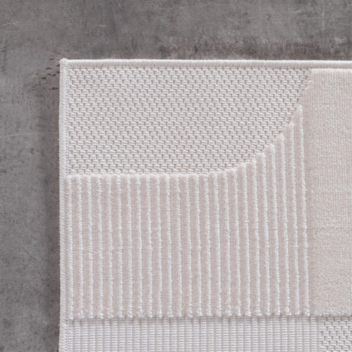 TEPPICH In-/Outdoor Kurzflor 3D-Relief Polypropylen Küche Creme Rechteckig 140x200 - Creme, Textil (140/200cm) - KADIMA DESIGN