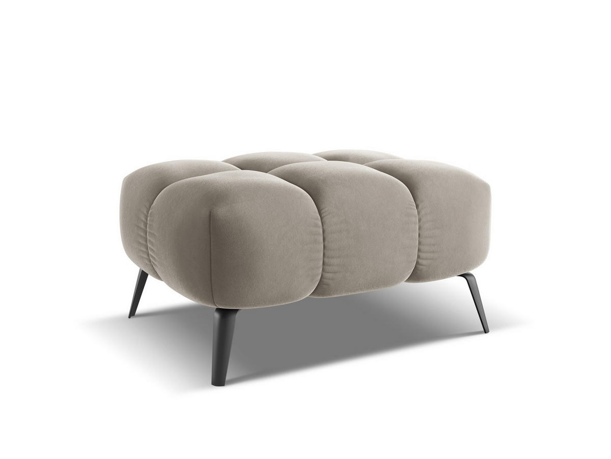 POUF Samt Stoff Grau - Taupe/Schwarz, Textil/Metall (78/41/60cm) - Makamii
