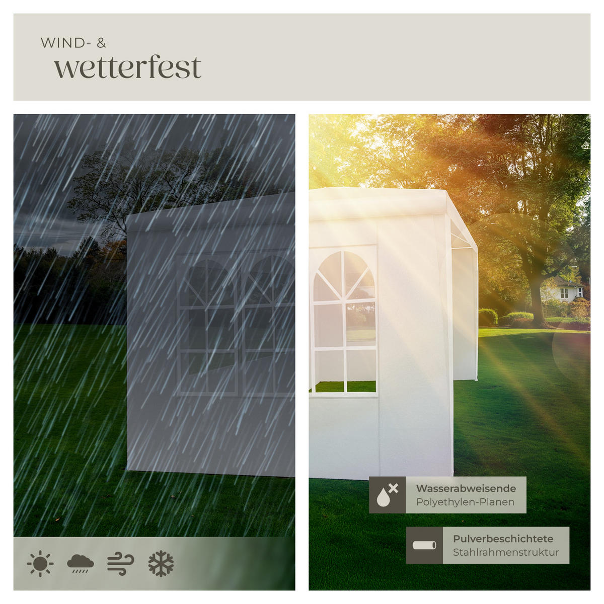PAVILLON Barinas,wasserdicht,weiß - Weiß, Kunststoff (300/250/300cm) - tectake