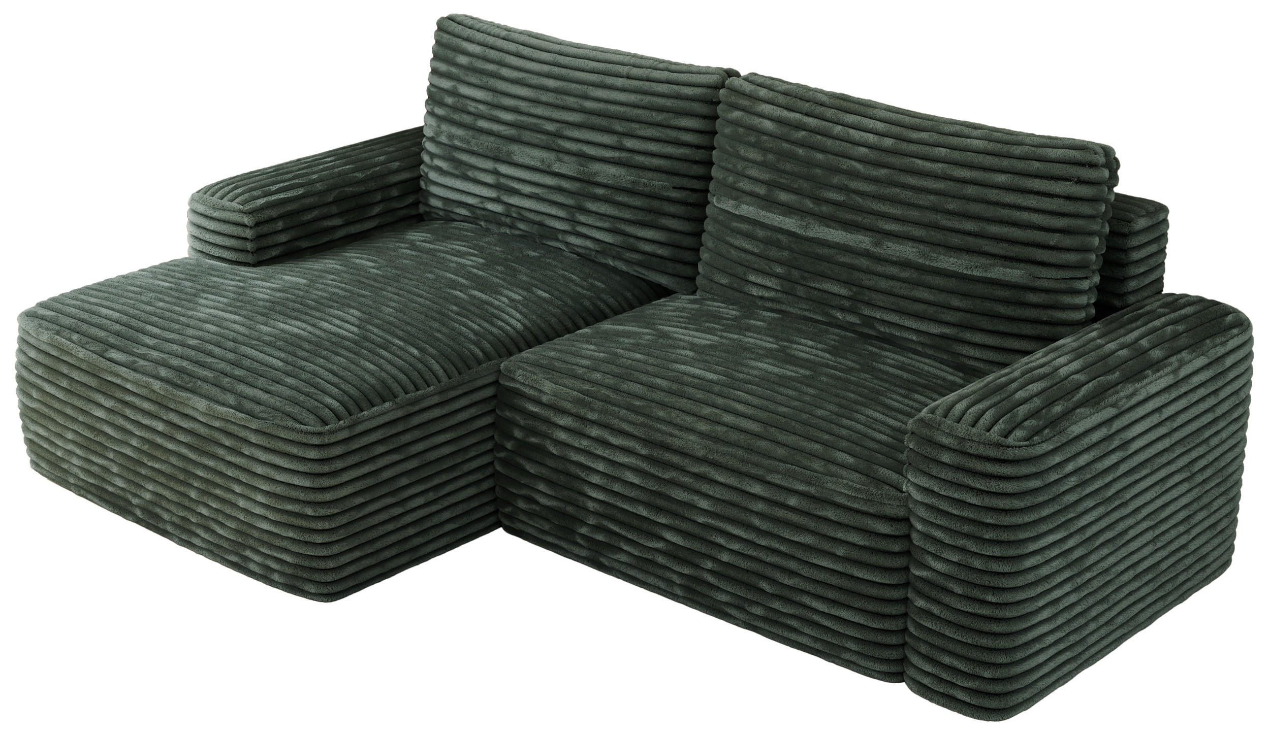 ECKSOFA BELLUNO L Grün Cord - Links - Schwarz/Grün, Textil (144/233cm) - MKS