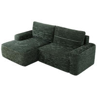 ECKSOFA BELLUNO L Grün Cord - Links - Schwarz/Grün, Textil (144/233cm) - MKS