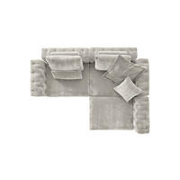 MODULSOFA SEPHI Silber Cord - Silberfarben/Schwarz, Kunststoff/Textil (268/62/191cm) - KAWOLA