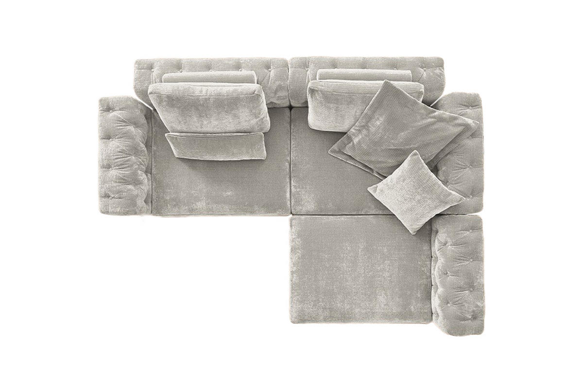 MODULSOFA SEPHI Silber Cord - Silberfarben/Schwarz, Kunststoff/Textil (268/62/191cm) - KAWOLA