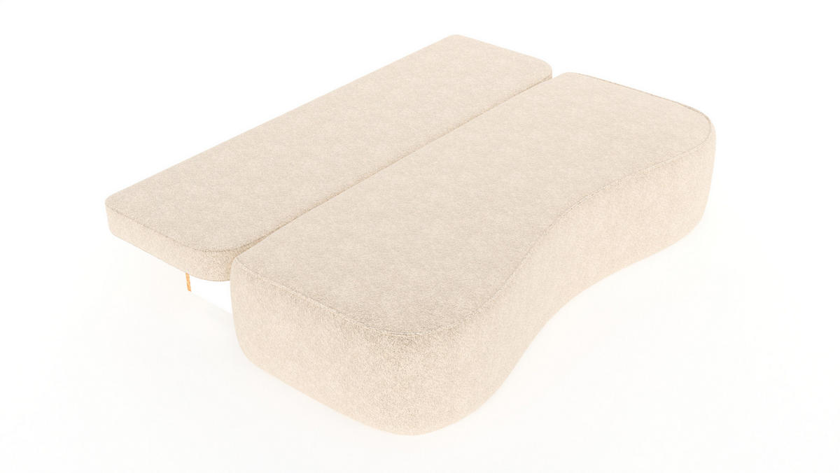 BETTSOFA SANDRO Creme Bucle-Stoff mit Schlaffunktion - Creme, Textil (101/93/207cm) - MASSENO