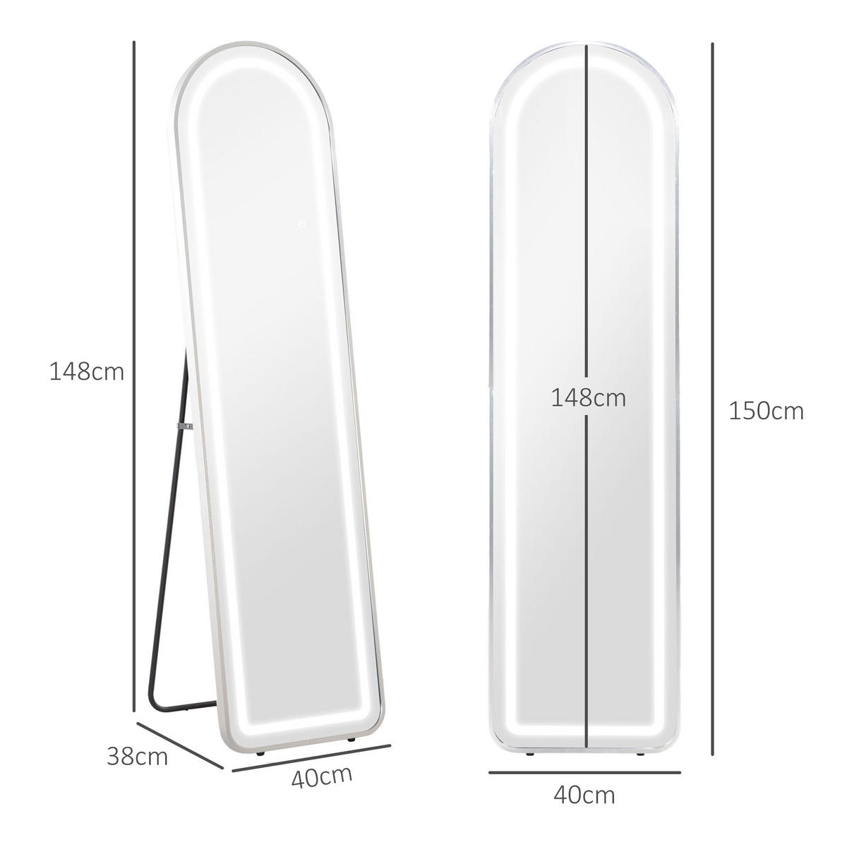 STANDSPIEGEL DE-17949 Silber - Silberfarben, Glas (40/150/5cm) - ComfortXL