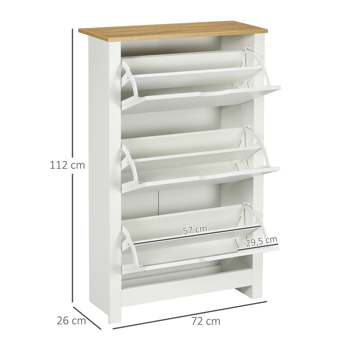 SCHUHSCHRANK Schuhregal mit Schublade Schuhständer für 18 Paar Schuhe Weiß+Natur - Naturfarben/Weiß, Holzwerkstoff/Kunststoff (26/112/72cm) - HOMCOM