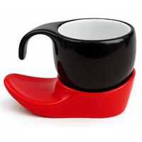 ESPRESSOTASSE Vision 2tlg „black & red“ - Weinrot, Keramik (0.06L) - Luigi Colani Porzellan