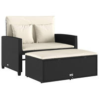 LOUNGESOFA mit Fußhocker und verstellbarer Rückenlehne, 2-Sitzer, 115/75/91 cm, Schwarz - Schwarz, Kunststoff (75/91/115cm) - vidaXL
