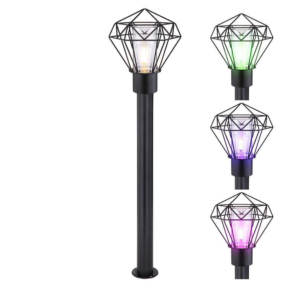 RGB LED STEHLEUCHTE Edelstahl Schwarz - Schwarz, Metall (22.5/25.5/100cm) - Globo Lighting