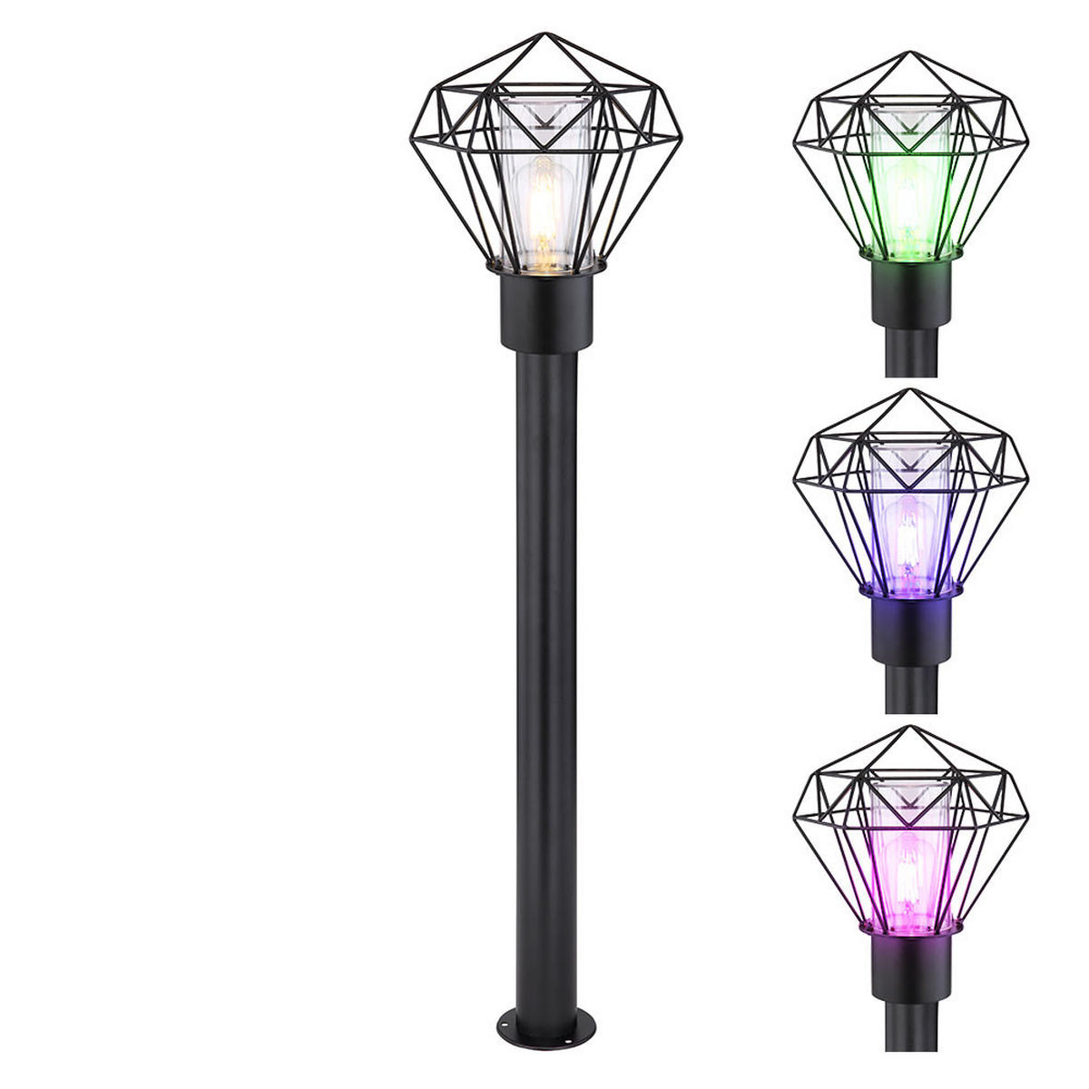 RGB LED STEHLEUCHTE Edelstahl Schwarz - Schwarz, Metall (22.5/25.5/100cm) - Globo Lighting