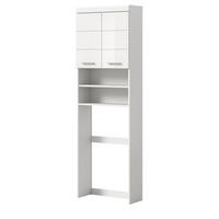 WASCHMASCHINENSCHRANK weiß Hochglanz 63 x 191 cm, Überbau mit 6 Fächern - Weiß Hochglanz/Silberfarben, Holzwerkstoff/Kunststoff (63/191/24cm) - Inn.Furn