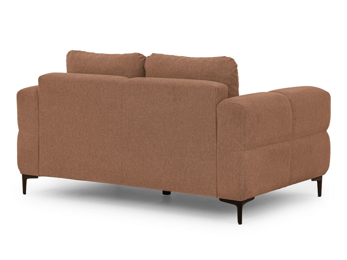2-SITZER-SOFA Cardea in Bubble-Optik aus weichem Terrakotta Strukturstoff mit hohem Sitzkomfort - Terracotta/Schwarz, Holz/Textil (154/80/97cm) - S-Style Möbel