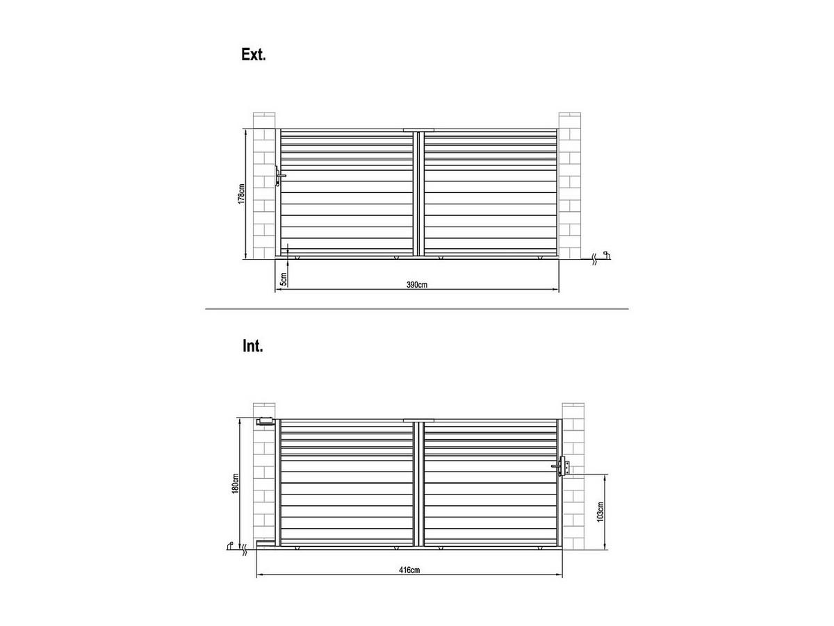 GARTENTOR Schiebetor - 416 x 180 cm - Aluminium - Anthrazit - VIAZO - Anthrazit, Metall (390/178cm) - Vente-Unique