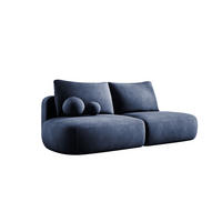 SCHLAFSOFA Moderne BABU mit Schlaffunktion – 3-Sitzer Sofa mit Bettkasten, DL-Automat, 2 Rückenkissen, 2 Zierkissen, 240x90x90 cm, Blau - Blau, Holz/Textil (240/90/90cm) - DomoHome