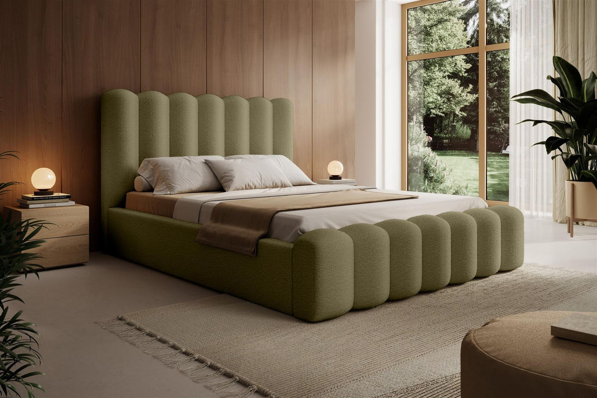 POLSTERBETT Macon Stoff Euphoria - Grün, Holzwerkstoff/Textil (140/200cm) - Fun Möbel
