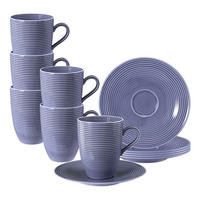 HENKELBECHER MIT UNTERTASSEN Beat Color Glaze Fliederblau 350 ml 6er Set - Flieder, Keramik (16.7/12.8/16.7cm) - Seltmann Weiden