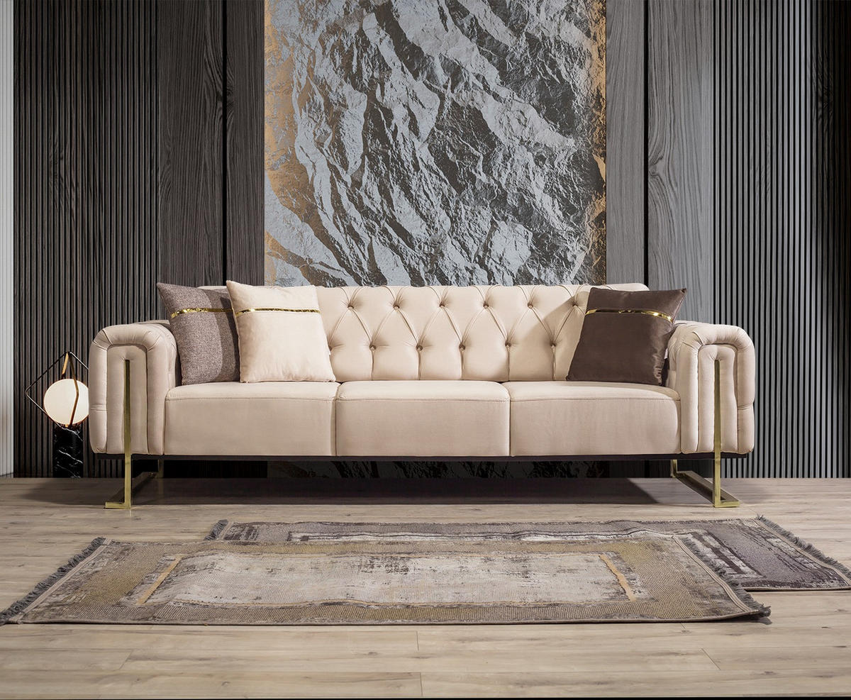 SITZGARNITUR Nova Beige Stellvariante:3+3 - Beige, Holz (230/78/95cm) - Villa Möbel