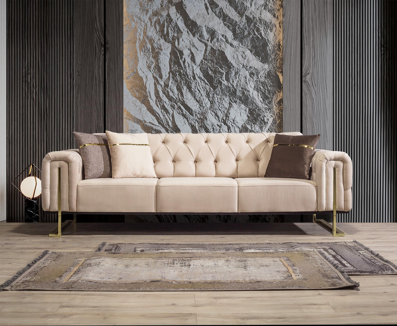 Thumbnail - Villa Möbel Sitzgarnitur, Beige, Holz, 7-Sitzer, 230x78x95 cm, Wohnzimmer, Sofas & Couches, Sitzgarnituren