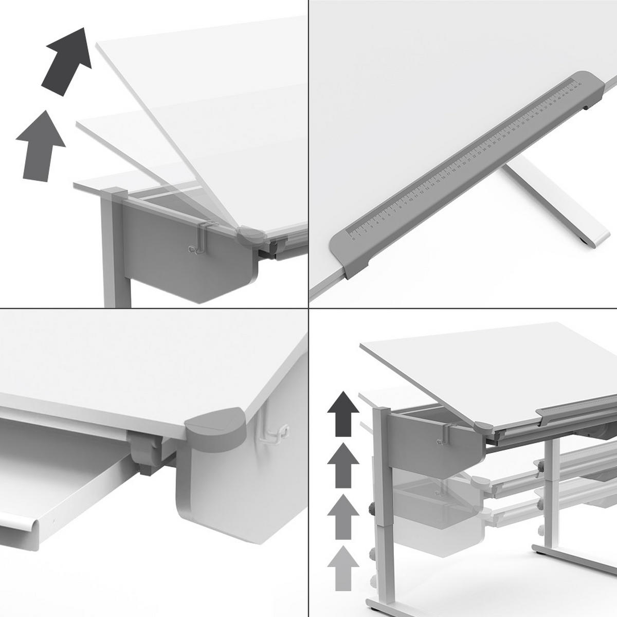 KINDERSCHREIBTISCH Arc Weiß 108 x 68 cm höhenverstellbar - Weiß, Holzwerkstoff (108/83.5/68cm) - Vicco