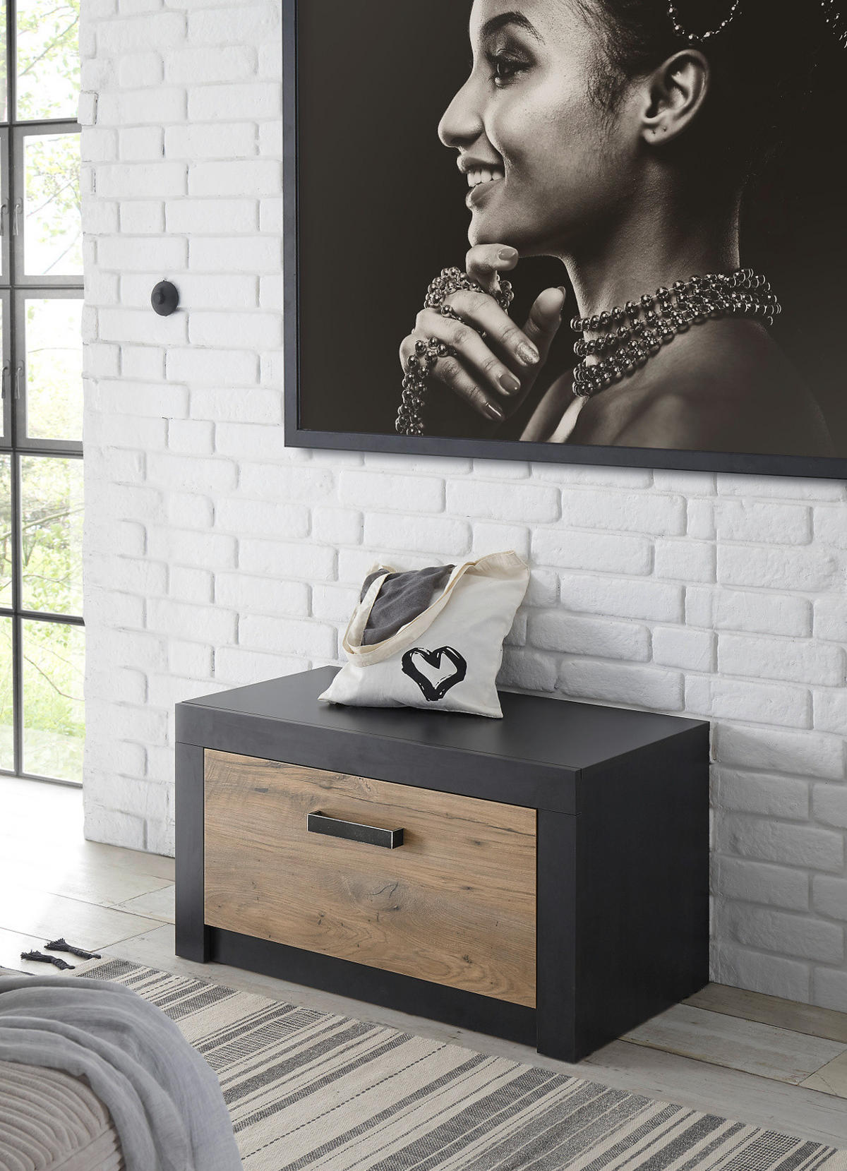 GARDEROBEN-SITZBANK Kastanie und grau Fresco, Garderobenbank Schuhschrank, 80 x 43 cm - Kastanienfarben/Dunkelgrau, Holzwerkstoff/Kunststoff (80/43/42cm) - Furn.Design