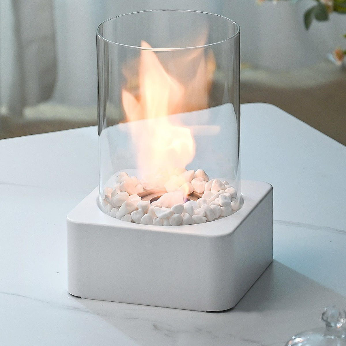 BIOETHANOL-KAMIN Weiß 16.7/16.7/25.3 cm - Weiß, Metall (16.7/25.3/16.7cm) - Authentics