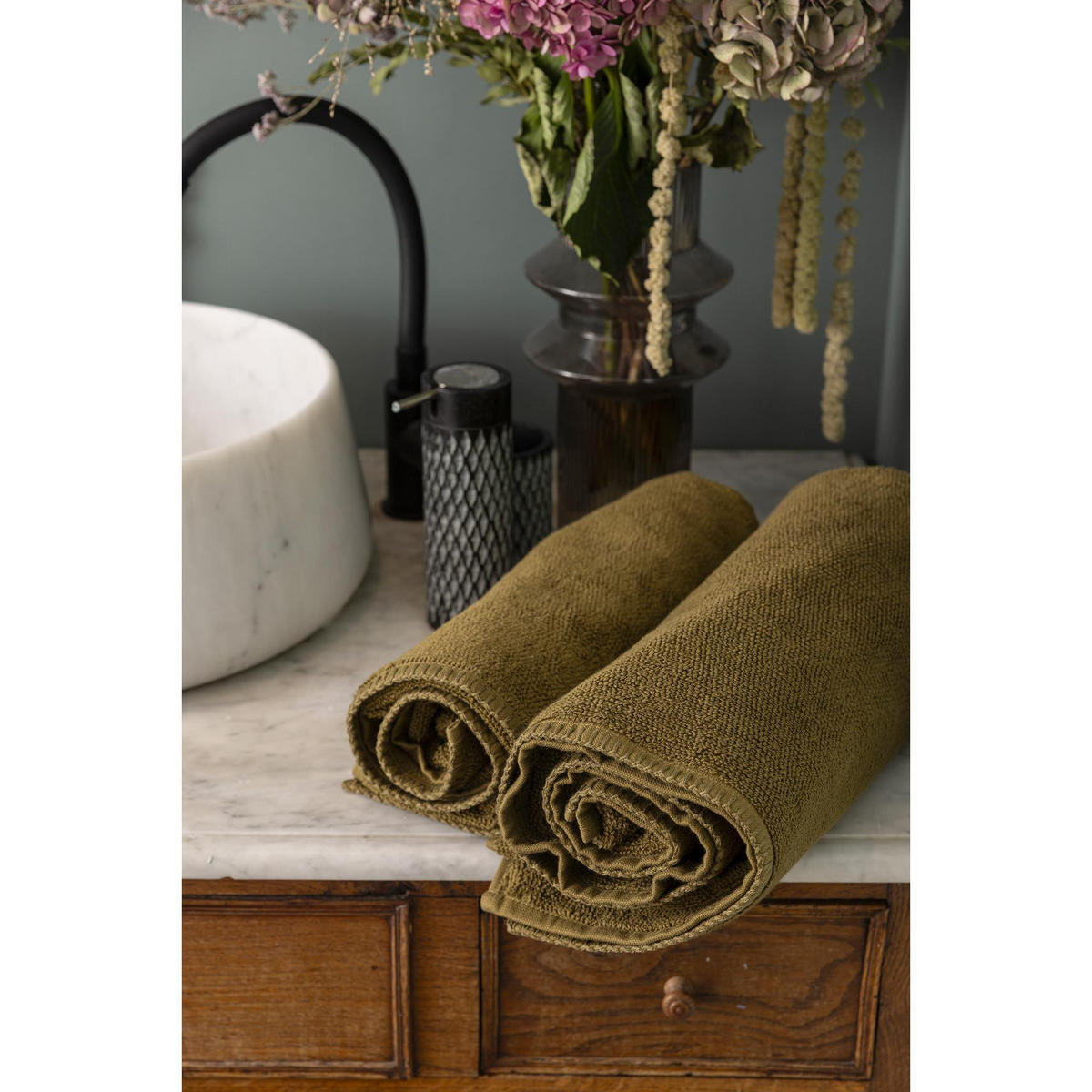 GÄSTETUCH Bora zeder 30 x 50 cm - Grün, Textil (30/50cm) - Vivaraise