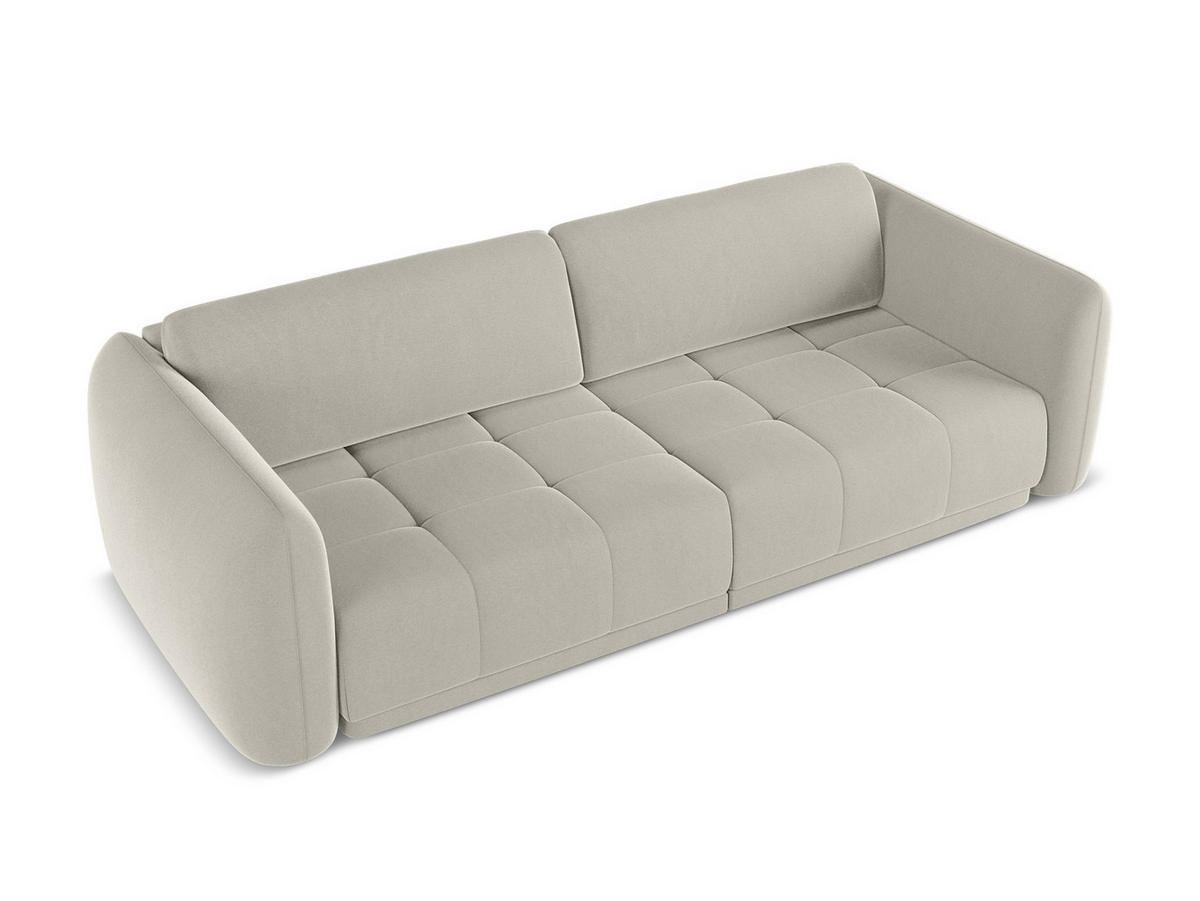 4-SITZER-SOFA Samt Stoff Creme - Perlmutt/Creme, Kunststoff/Textil (250/74/105cm) - Makamii