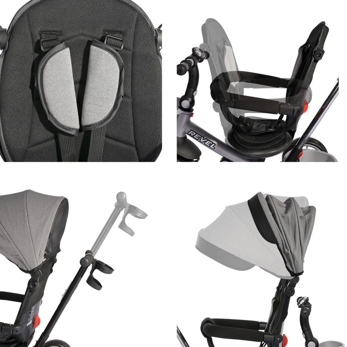 DREIRAD Revel 3 in 1 grau Freilauf Lenkstange Becherhalter Korb - Grau, Metall (55/54/78cm) - Lorelli