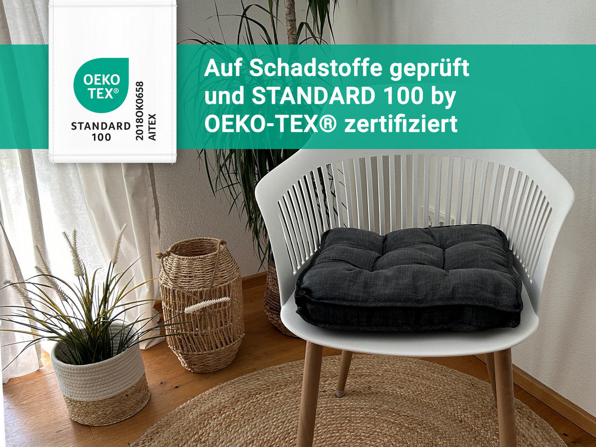 STUHLKISSEN, 4er-Set, 40x40 cm, 55% Baumwolle, 45% Polyester, Grau - Grau, Textil (40/40/6cm) - Zollner