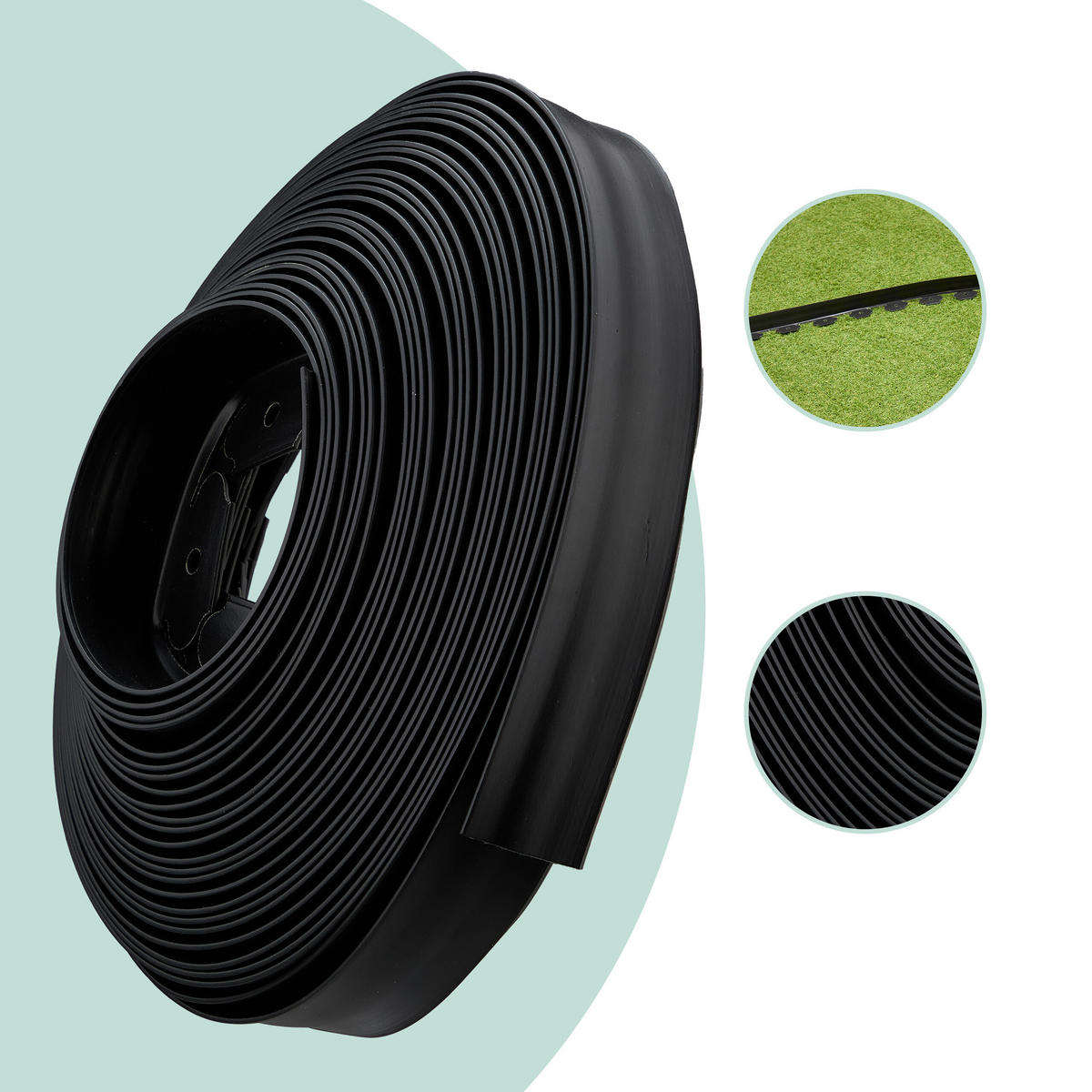 RASENKANTE - Schwarz, Kunststoff (3000/5/5cm) - Relaxdays