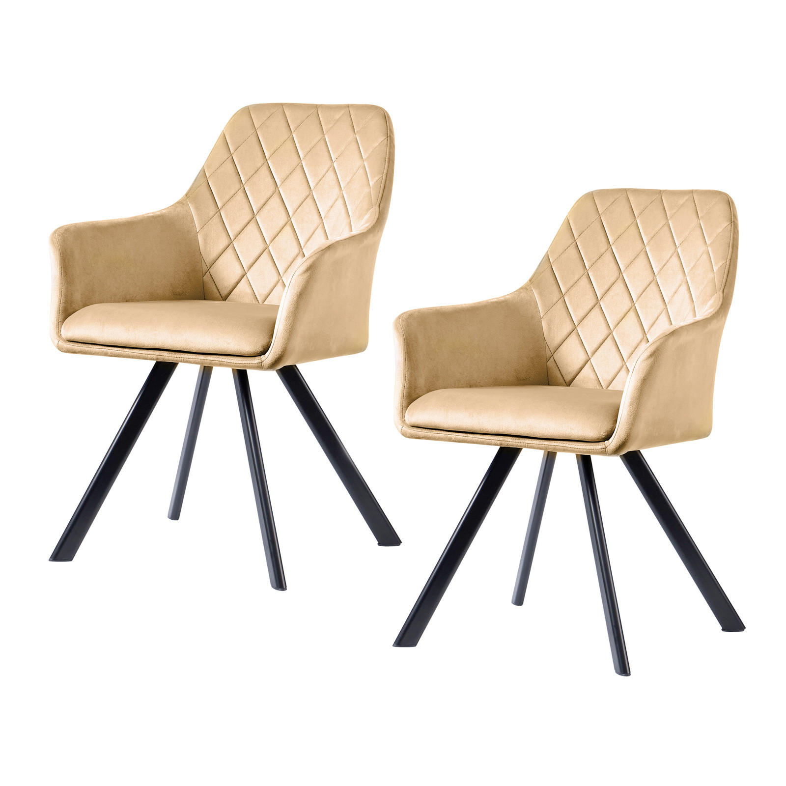 ESSZIMMERSTUHL MASON 2er Set Samt Beige - Braun, Textil (58/85/60cm) - SVITA