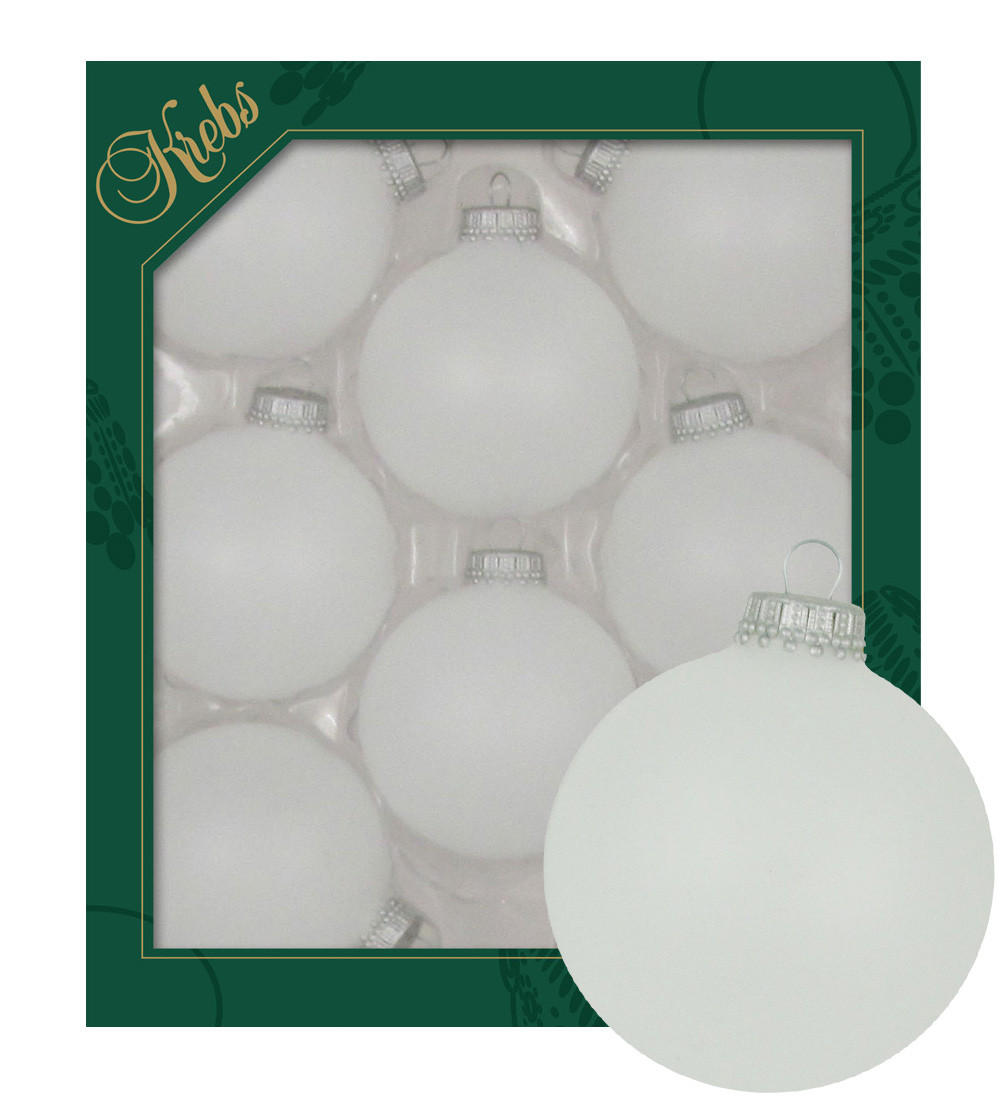 CHRISTBAUMKUGELN Uni-Design Lavera Weiß 7cm (Glas / 8 Stk.) - Weiß, Glas (7/7/7cm) - Krebs Glas Lauscha