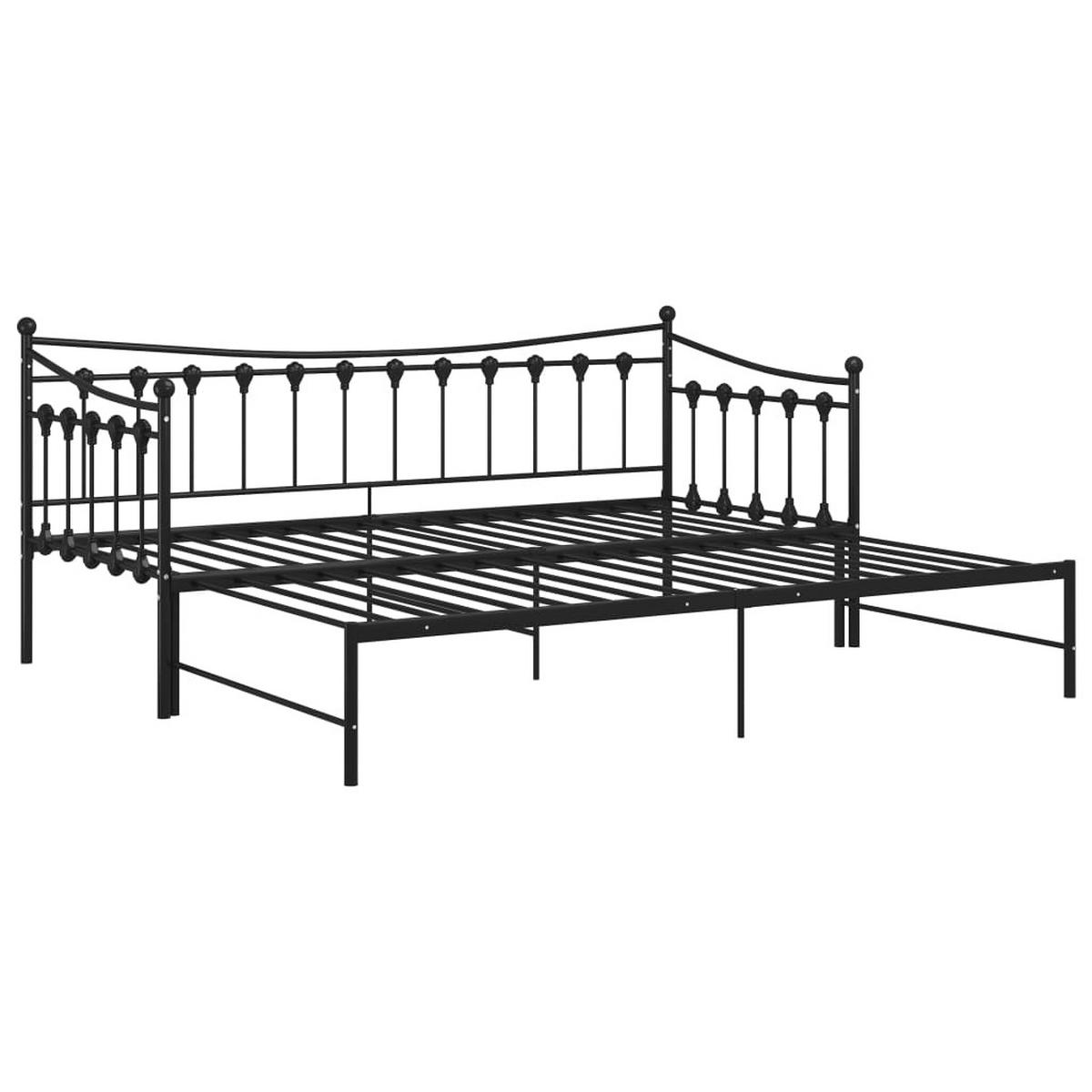 AUSZIEHSOFA Bettgestell Schwarz Metall 90/200 Cm - Schwarz, Textil (90/200cm) - vidaXL