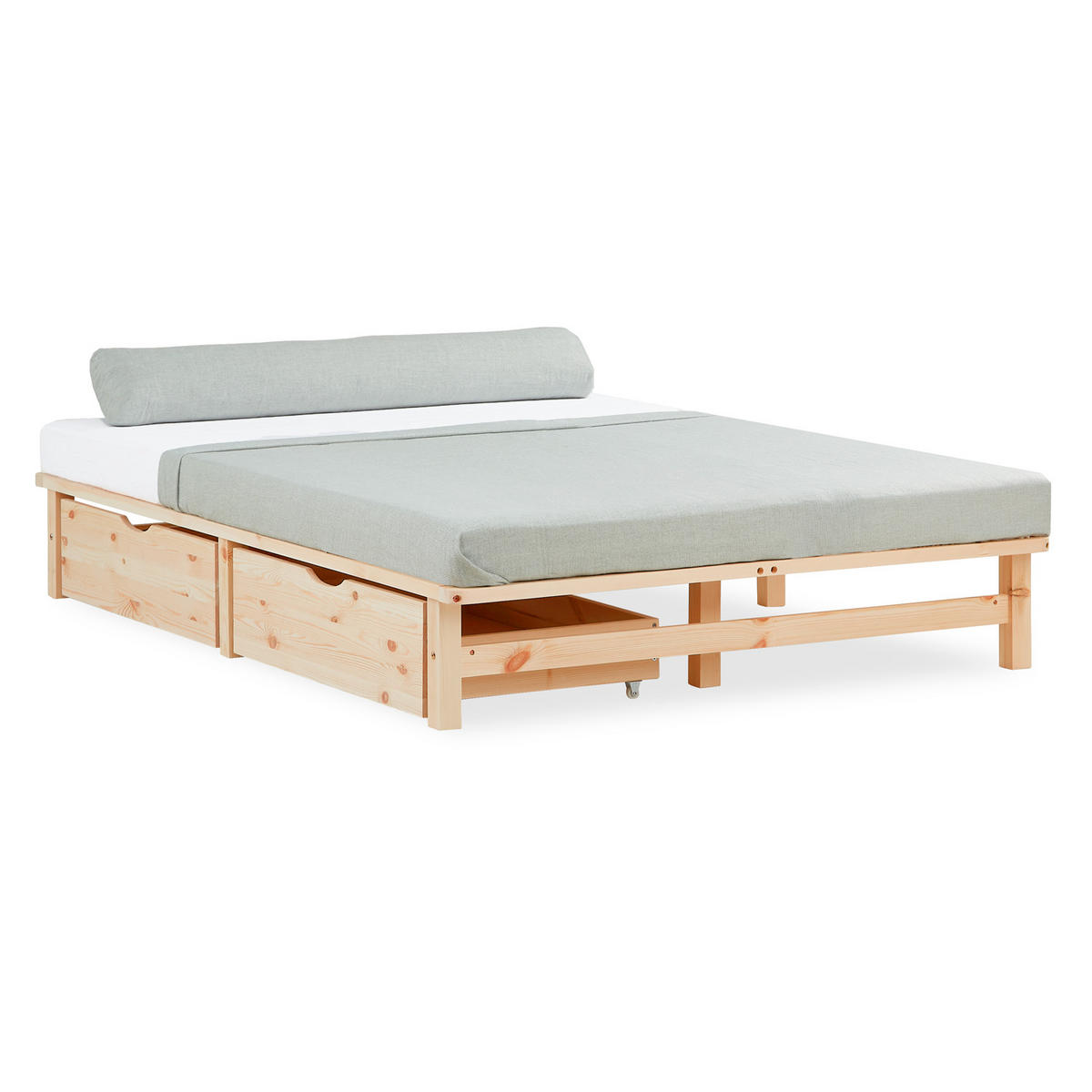 HOLZBETT mit Stauraum 140/200 cm natur - Braun, Holz (140/200cm) - Homestyle4u