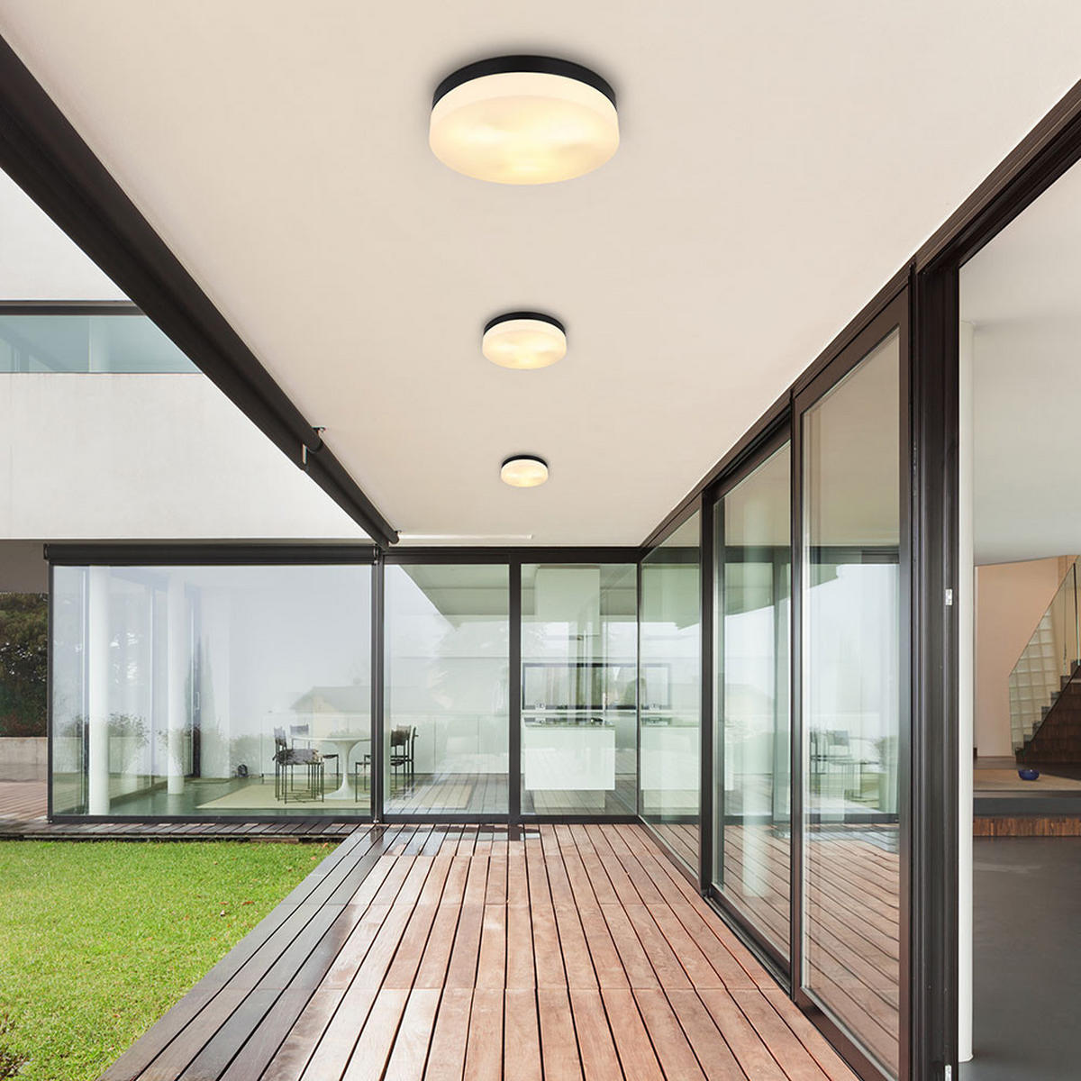 LED DECKENLEUCHTE Alu Glas Schwarz - Schwarz, Glas (30/30/6.5cm) - Globo Lighting