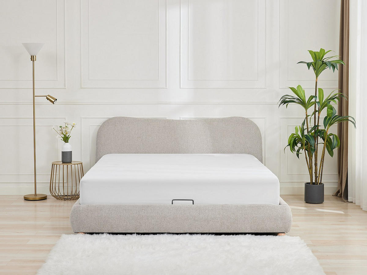 BETT mit Bettkasten - 2 Personen - Stoff - Beige - - Beige, Textil (180/200cm) - Vente-Unique