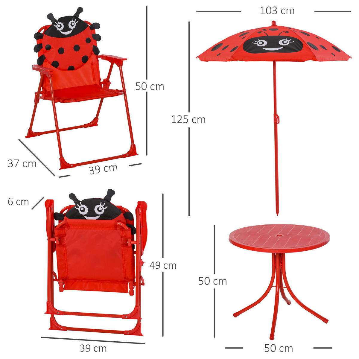 KINDERSITZGRUPPE DE-17504 Rot - Rot, Metall (50/46/50cm) - ComfortXL
