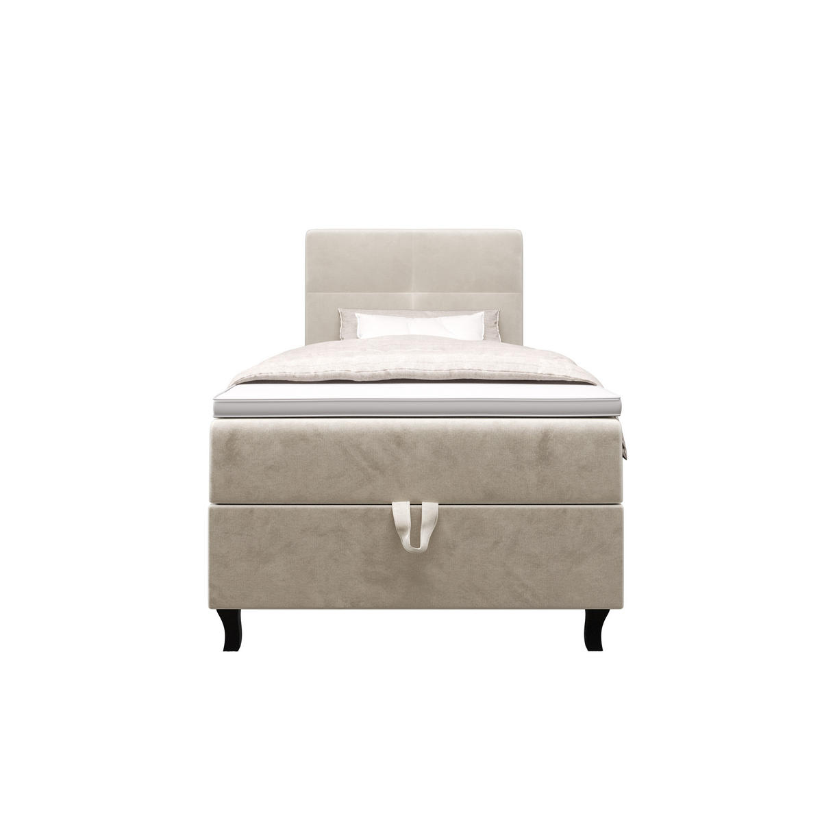BOXBETT LIMBA mit Matratze H3 und Topper 100x200 Monolith 02 - Creme, Holz/Textil (100/200cm) - Bedante